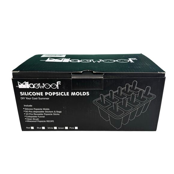 Miaowoof Homemade Popsicle Molds 10 Silicone Ice Pop Maker BPA Free New Open Box - Picture 10 of 10